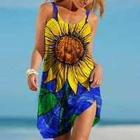 Ženska boho haljina s cvjetnim printom, ljetna majica bez rukava, mini haljine Za plažu u A-listi