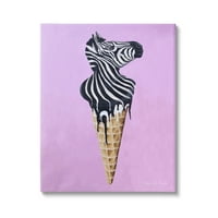 Stupell Industries prugasti zebra sladoled konus ljubičasta pozadinske slike Galerija omotana platno print zidna umjetnost, 36x48