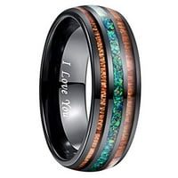 Vjenčani prstenovi za muškarce ili žene zaručnički prsten od volframa s drvetom i zelenim opalom