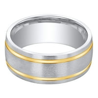 Muški dvobojni zaručnički prsten od čvrstog srebra