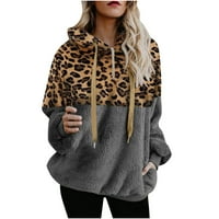 Ženske kapute Plus Size Leopard hoodie s patentnim zatvaračem dukserice s dugim rukavima vrhovi