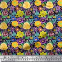 Pamučna patka tkanina s lišćem i cvjetnim umjetničkim dekorom, tiskana tkanina širine dvorišta