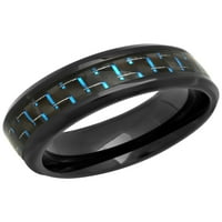 Muški crni zaručnički prsten s umetkom od karbonskih vlakana od nehrđajućeg čelika-muški prsten