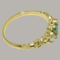 18K žuto zlato britanske proizvodnje, pravi smaragd i kubični cirkonij, ženski zaručnički prsten - opcije veličine-veličina 5,75