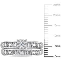 Miabella ženski dijamantni naglasak Sterling Silver Bridal Ring Set