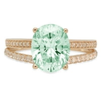 Zaručnički prsten od 3,28 karatnog zelenog imitiranog dijamanta od 18 karatnog žutog zlata, veličine 4,25