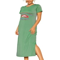 Napomena: ženske maksi haljine s printom slova visokog struka havajska haljina za plažu s kratkim rukavima sarafan s prorezom sa