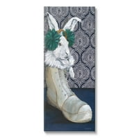 Stupell Industries White Rabbit Fluffy Boot Mozaic uzorak Pozadina slika slika galerija zamotana platna zidna umjetnost, dizajn Kamdon