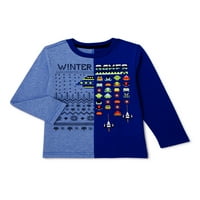 Majica dugih rukava s prorezom za zimske igre za dječake u veličinama 4-10