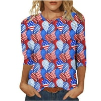 Ljetne ženske majice s rukavima, modni labavi topovi, tunika s printom američke zastave, majice s okruglim vratom, ležerna udobna