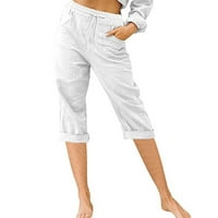 Ženske hlače na rasprodaji, Ženske casual široke široke hlače, ravne hlače visokog struka, bijele