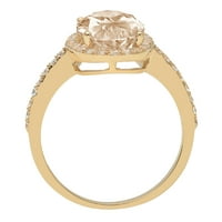 Zaručnički prsten za godišnjicu od 18k ovalnog izrezanog žutog zlata s imitacijom dijamanta boje šampanjca od 2,27 karata, veličine