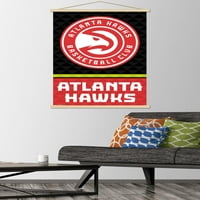 Atlanta Hawks - plakat za zid logotipa s drvenim magnetskim okvirom, 22.375 34