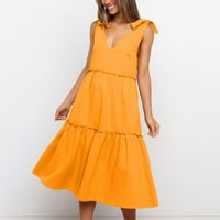 Ženske haljine A-lista Rasprodaja sunčana haljina jednobojna haljina ljetna haljina s naramenicama Midi haljina A kroja