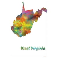 MARLENE WATSON 'Zapadna Virginia State Map 1' Canvas Art