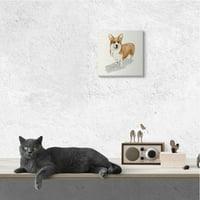 Industrije Happy Corgi Dog Portret za kućne ljubimce Neutralno sjeno drvo uokvireno slikarstvo Umjetničke otiske