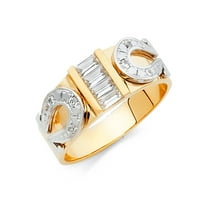14k čvrsti prsten od bijelog i žutog zlata s dvobojnim okruglim kubičnim cirkonijem muški vjenčani prsten za godišnjicu braka, veličina