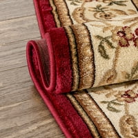 Dobro tkani vječni Fleur De Lis tradicionalni rešetkasti obrub crvene boje 2'3 3'11 prostirka za prostor za sjedenje