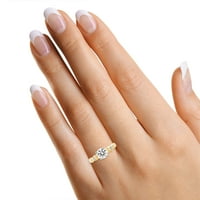 Moissanite dijamantni prsten izrađen od laboratorija okruglog reza, 14k -6.5 Ženski zaručnički prsten od punog žutog zlata