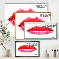 DesignArt 'Sažetak crvenih žena usana u pikselima' moderno uokvirena platna zidna umjetnička ispisa