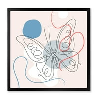 DesignArt 'Jedan linijski leptir crtež na kubizmu oblika iii' Moderni uokvireni umjetnički tisak