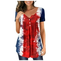 Ženska ležerna ljetna majica s izrezom u obliku slova U i kratkim rukavima na kopčanje, rasprodaja na Dan neovisnosti, Rasprodaja,