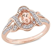 Ženski zaručnički prsten od 10-karatnog dijamanta od 10-karatnog dijamanta od 10-karatnog dijamanta u obliku ovalnog Morganita