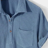 Polo majice za muškarce, ležerna karirana bluza s ovratnikom, košulja kratkih rukava s džepom na prsima