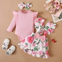 Odjeća za djevojčice s krpicama s cvjetnim printom s dugim rukavima, setovi vrhova i hlača za proljeće i ljeto, odjeća za malu djecu