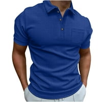 Muške polo majice za muškarce Rasprodaja muški casual pulover u punoj boji s odbijenim ovratnikom bluza s kratkim rukavima na kopčanje