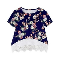 Vrhovi za djevojčice, slojevite čipkaste majice s cvjetnim printom, veličine od 3 do 14 godina