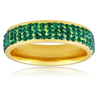 Obalni nakit Zeleni kristalno kamenje Zlatno obloženi prsten od nehrđajućeg čelika