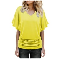 Ženske košulje ženska modna ljetna majica kratkih rukava ležerna jednobojna Majica vrhovi bluza u žutoj boji