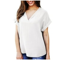 Ženska modna nova ljetna obična ležerna labava košulja s izrezom u obliku slova u i kratkim rukavima, vrhovi bluze u obliku slova