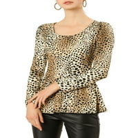 Jedinstvene ponude ženske rastezljive peplum majice leopard tiska