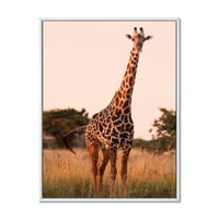 DesignArt 'Afrička žirafa u divljini I' Farmhouse uokvirena platna zidna umjetnička tiska