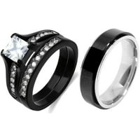 Set uparenih prstenova za žene, set prstenova od nehrđajućeg čelika za muškarce-Veličina, 9, 9