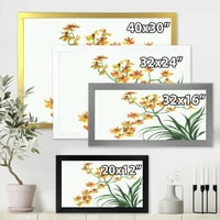 DesignArt 'Žuta vintage orhideja na bijeloj' tradicionalno uokvireni umjetnički tisak